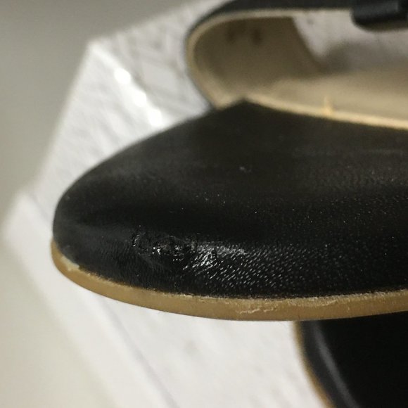 COLE HAAN "Findra" Black Leather Woven Slide Wedge Sandal | Size 9B - Picture 15 of 15